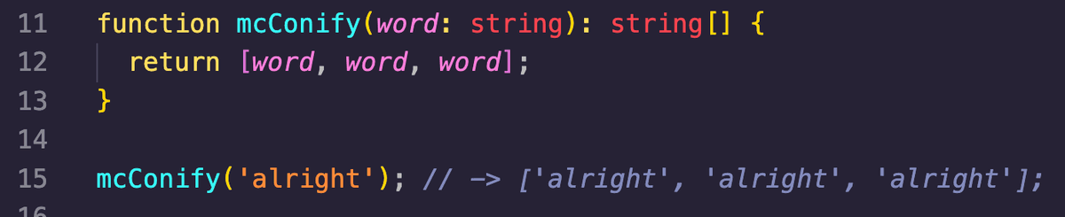 Function which takes a string and returns an array of that string, repeated 3 times